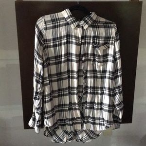 Lucky Brand black in off white flannel shirt